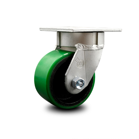 SERVICE CASTER 4 Inch Kingpinless Green Poly on Steel Wheel Swivel Top Plate Caster SCC SCC-KP30S420-PUR-GB